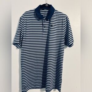 Nike Dri-Fit Navy and Light Blue Striped Polo Shirt